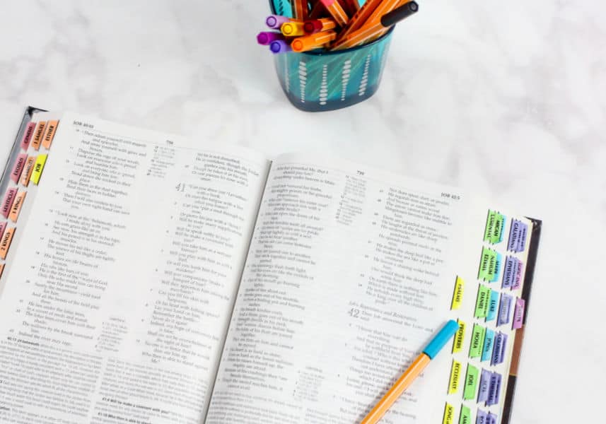 Online Bible Study Tools - image of Bible and pencils
