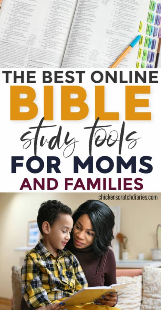 Best online Bible study tools: mom studying Bible with son