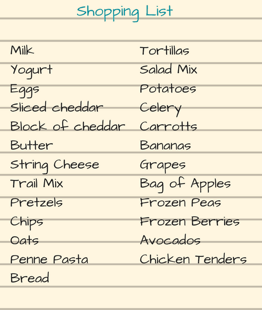 Shopping List Sample