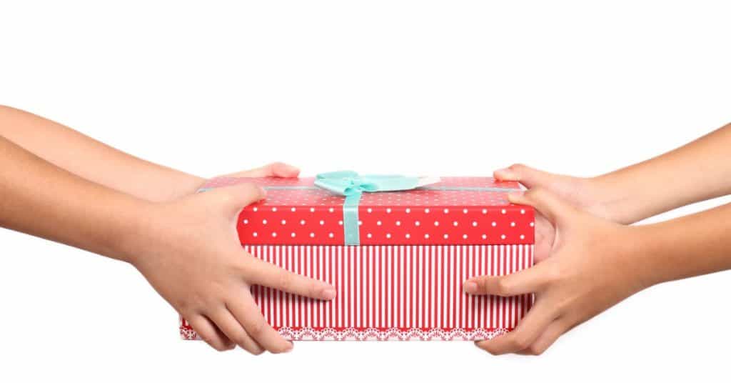 red striped gift box