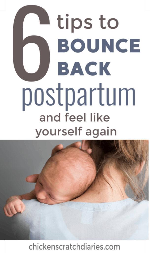6 postpartum tips from a mom of four. To help you transition to life with baby a little more easily, and feel like yourself again. #Postpartum #MomLife #Newborns #Motherhood