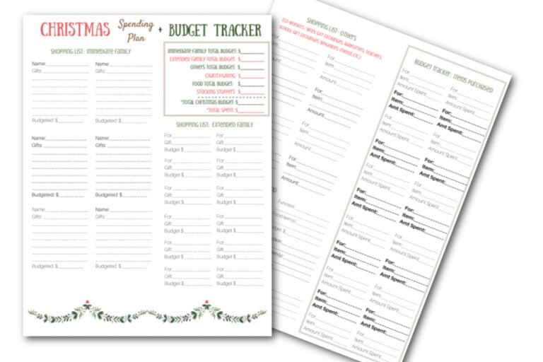 Christmas budget printables