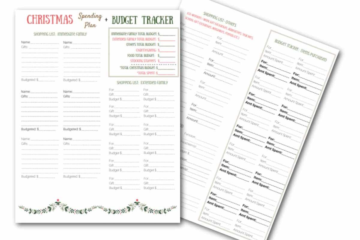 Christmas budget printables