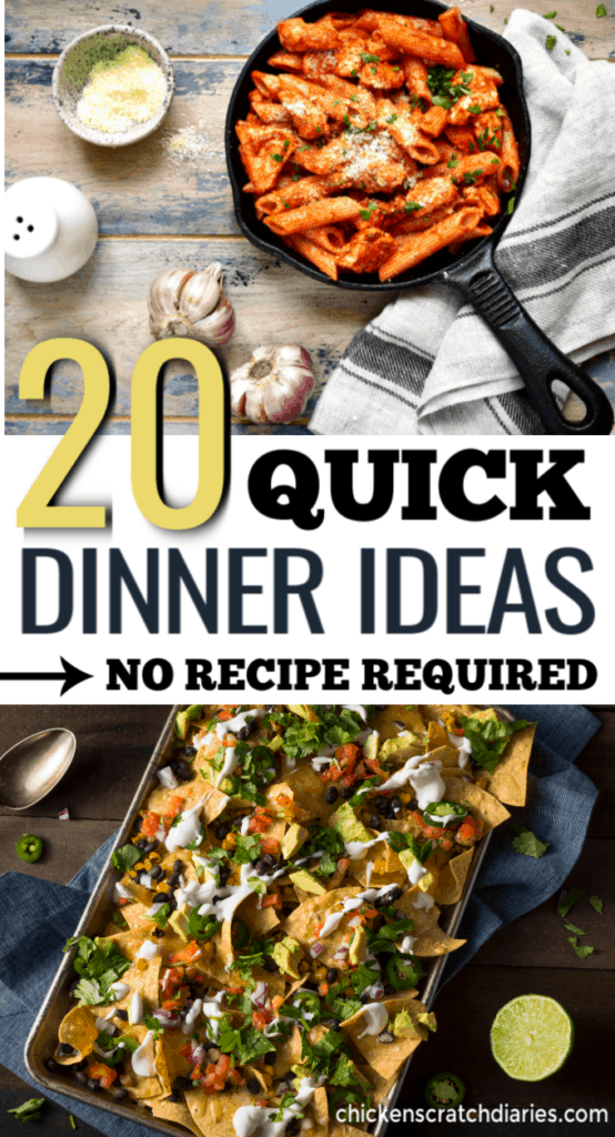 Quick dinner recipes that are healthy and easy and don't actually require a recipe! 20 dinner ideas that you can customize to fit your family. Kid friendly meals for the win. #Dinner #Ideas #Recipes #Easy 