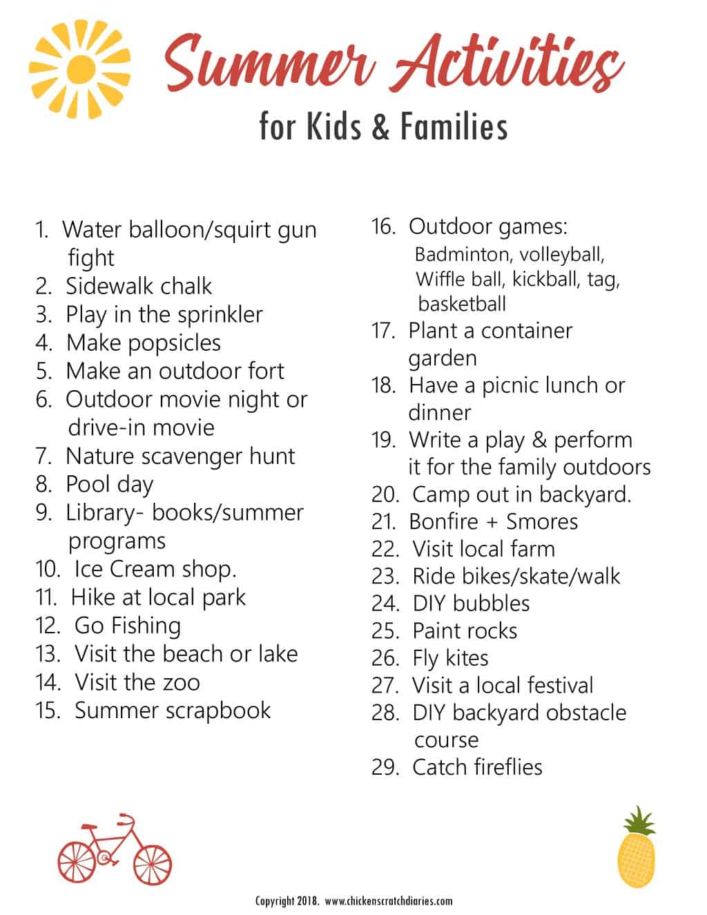 29 Inexpensive Summer Activities For Kids And Families Free Printable Chicken Scratch Diaries