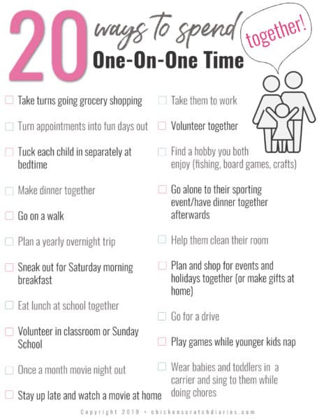 ideas for one on one time with kids