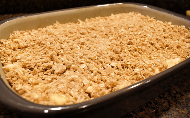 Apple crisp recipe: image of dish ready to bake