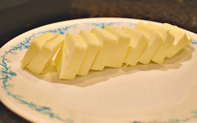 Apple crisp recipe: image of sliced butter