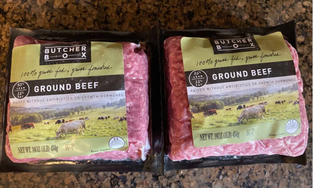 Butcherbox review- ground beef - image of frozen ground beef