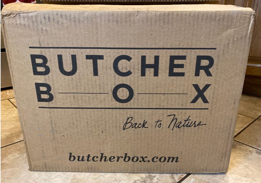 Butcherbox review- shipping box - image of example of shipping box