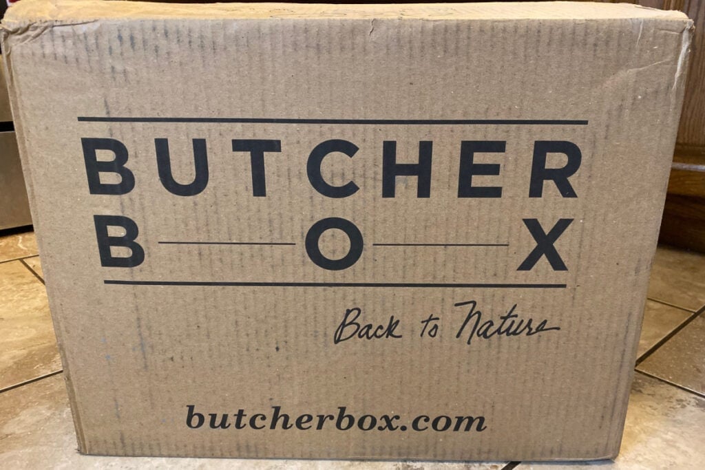 Large box of butcherbox meat.
