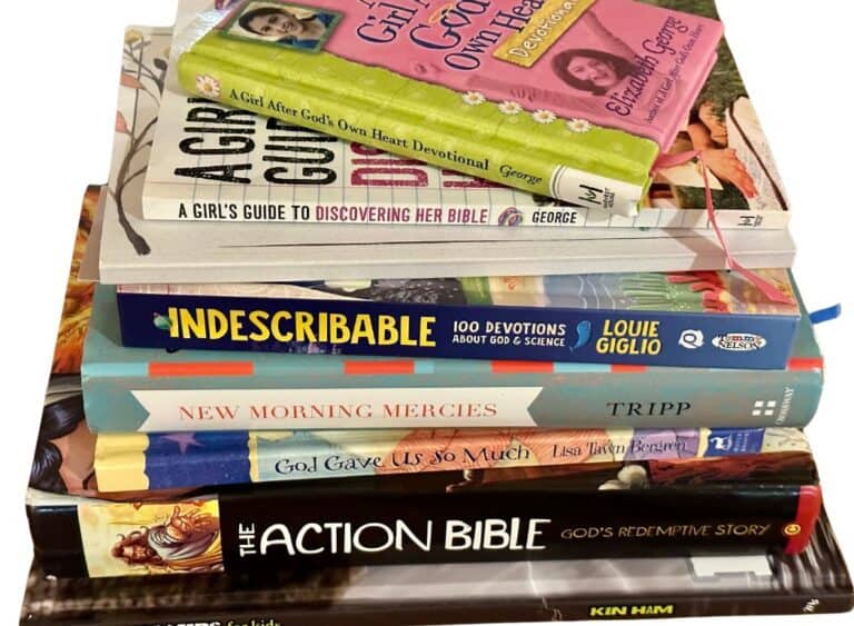 Stack of books and devotionals for Christmas gift ideas