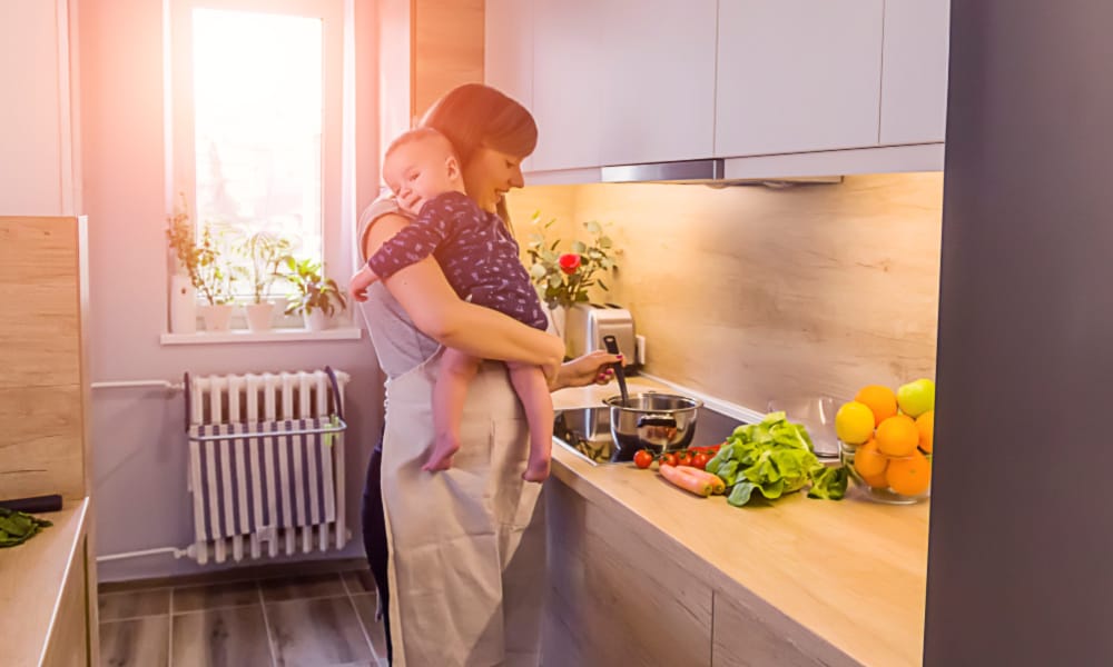 mom prepping food to be more productive