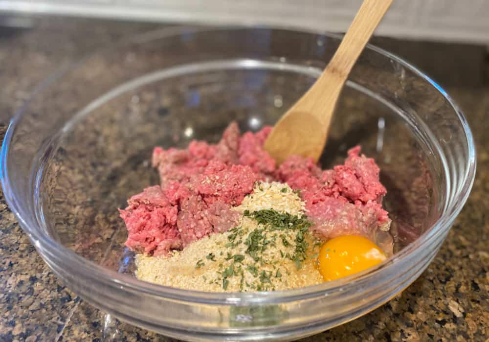 homemade meatball mixture step 1
