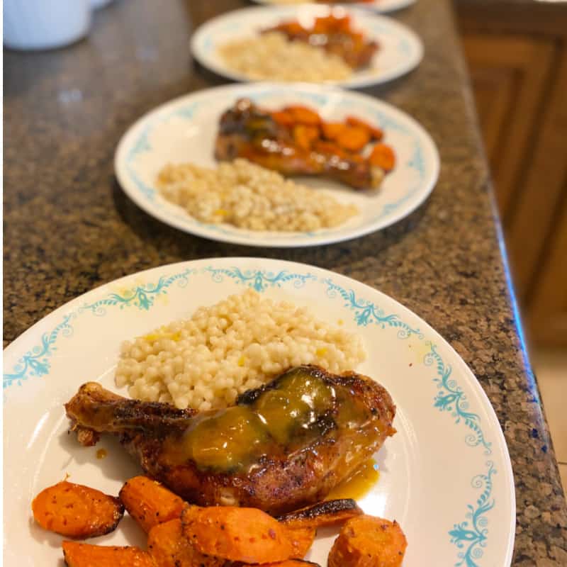 EveryPlate Review-Apricot Dijon Chicken legs meal