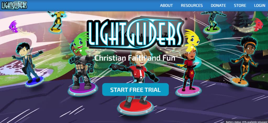 Screenshot of Lightgliders homepage.