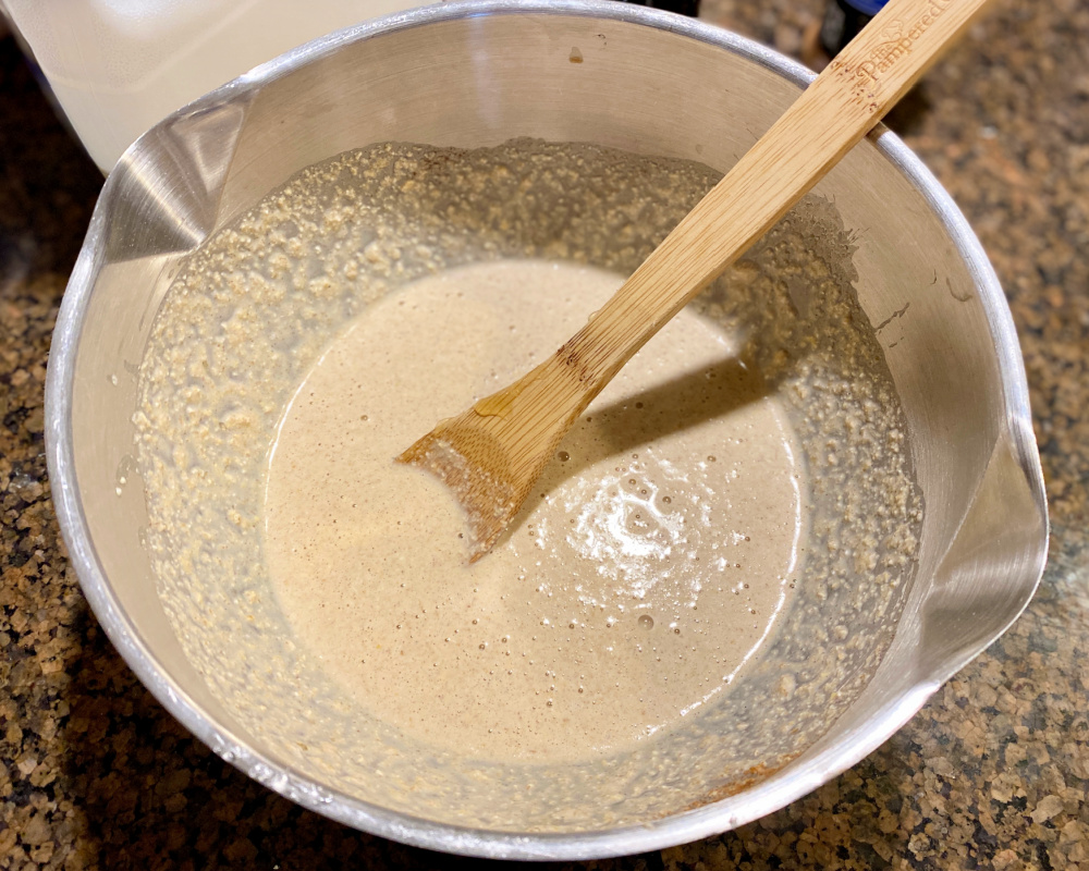 flour-free pancakes-liquid mixture
