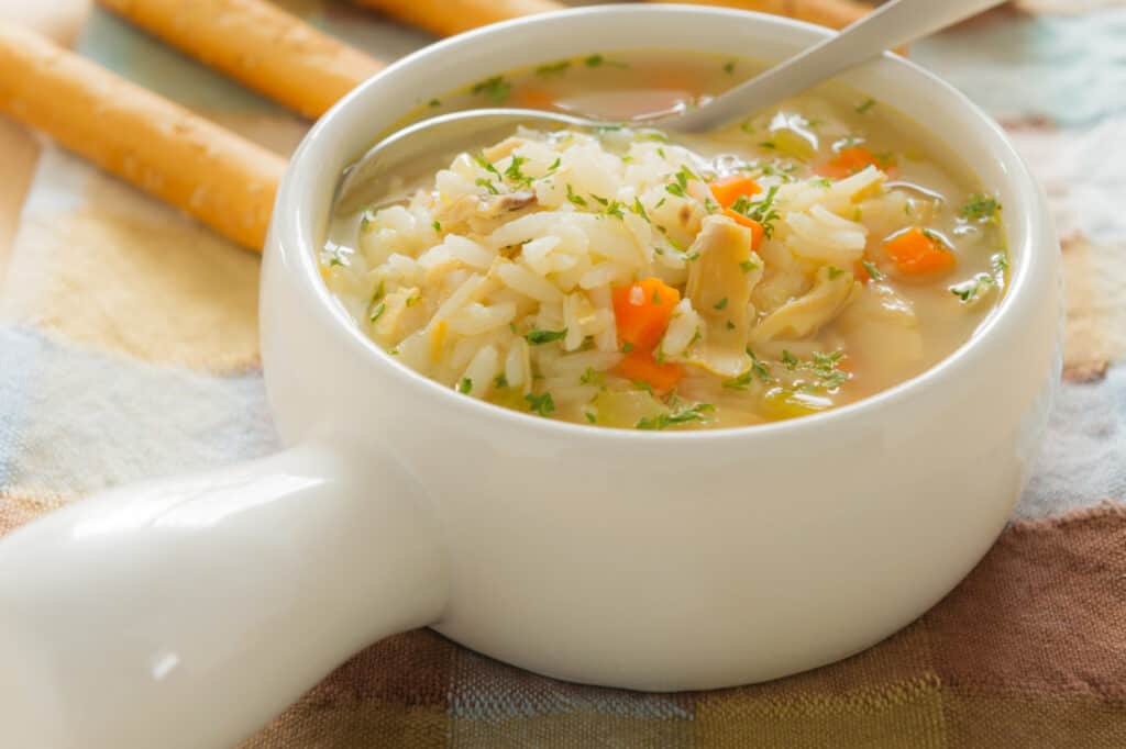 nourishing turkey and rice soup