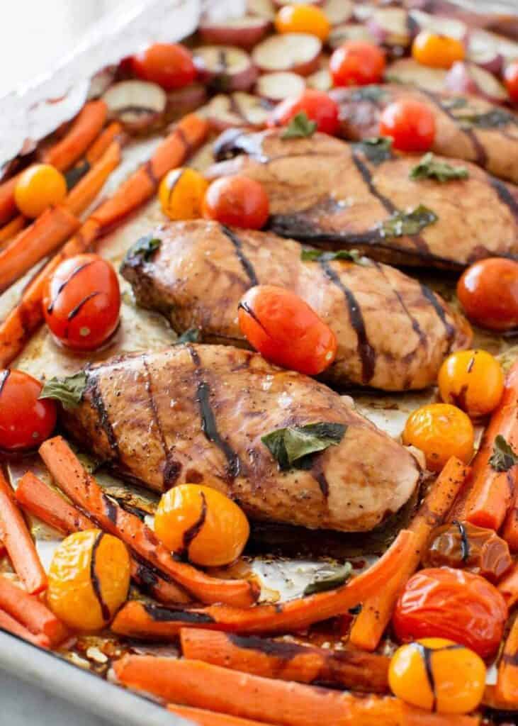 balsamic chicken and veggies- freezer friendly travel meal