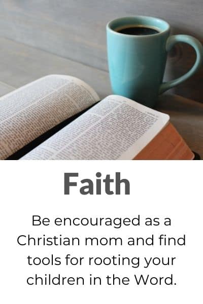 Image of open Bible and a mug of coffee- linking to "faith" category on this site.