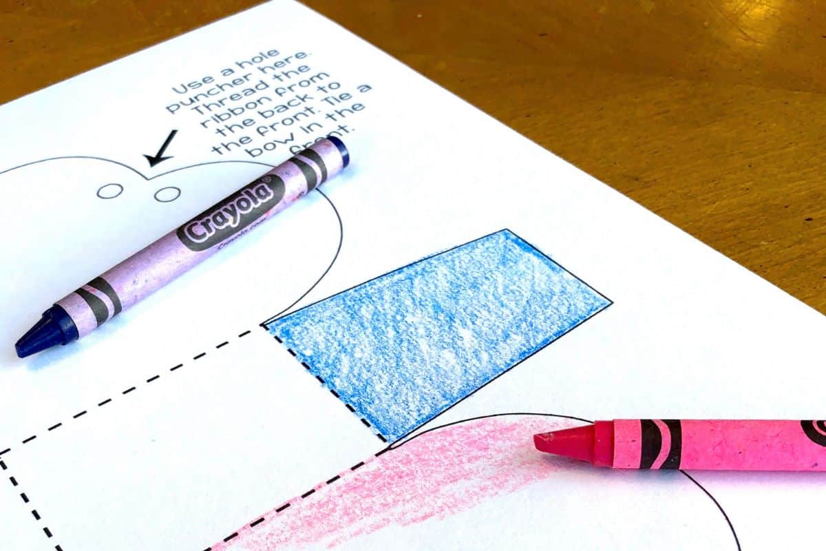coloring valentine box template with crayons