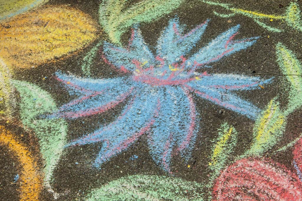 sidewalk chalk flower art.