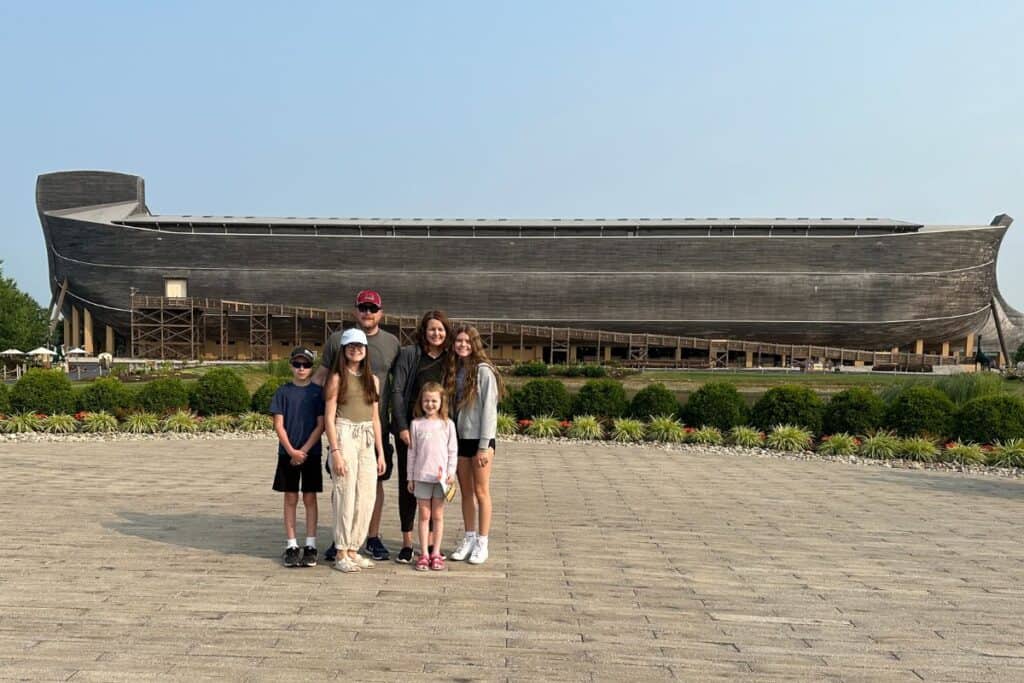 Family photo opportunity in front of the Ark.