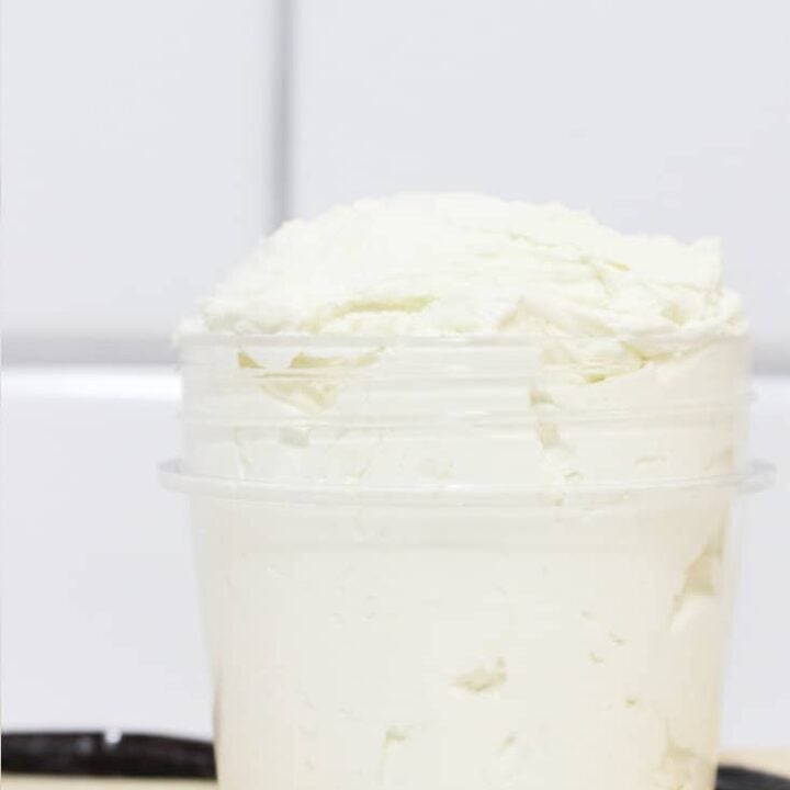 whipped body butter in glass jar