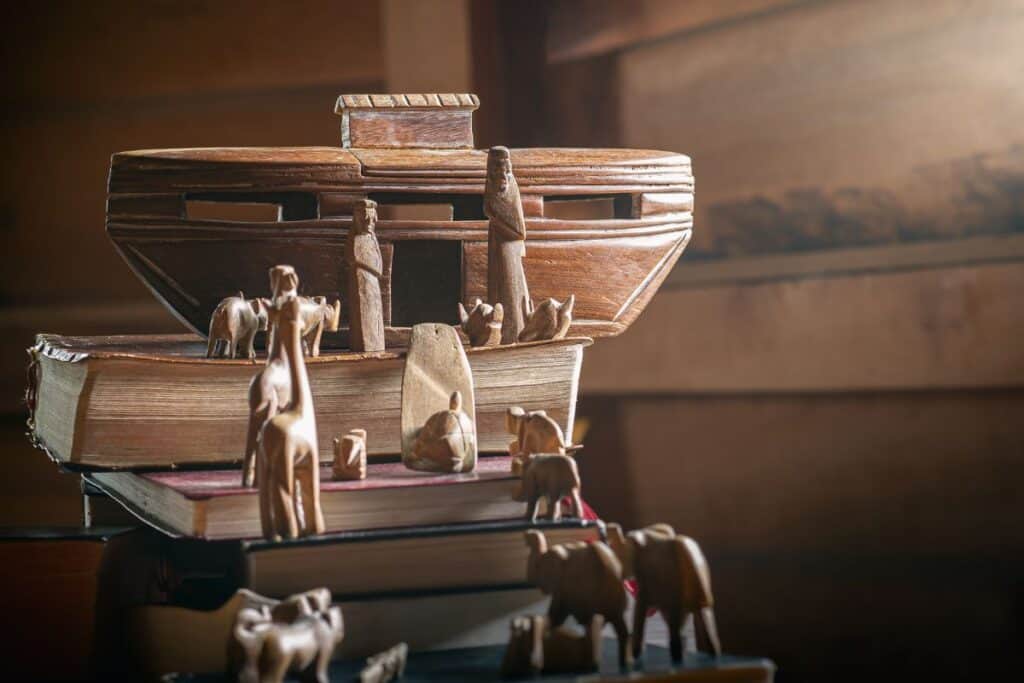 Wooden noah's ark tabletop display
