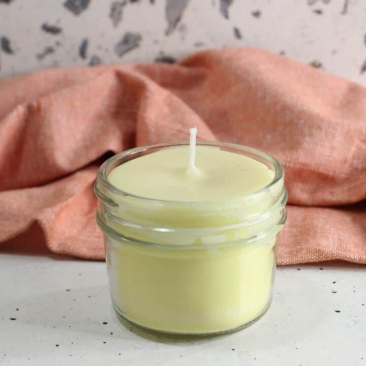 Beeswax candle in quarter-pint mason jar