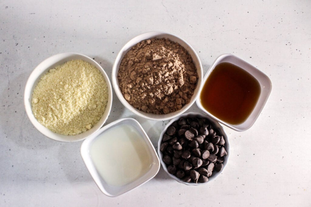 Ingredients for protein brownie breakfast bites.