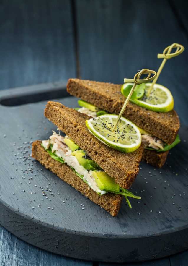 Chipotle chicken avocado melt on sourdough bread